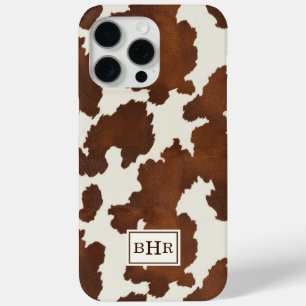 Bruine Koehuid met Monogram iPhone 15 Pro Max Hoesje