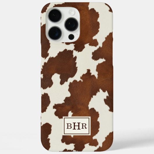 Bruine Koehuid met Monogram Case-Mate iPhone Case (Achterkant)