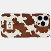 Bruine Koehuid met Monogram Case-Mate iPhone Case (Achterkant (horizontaal))
