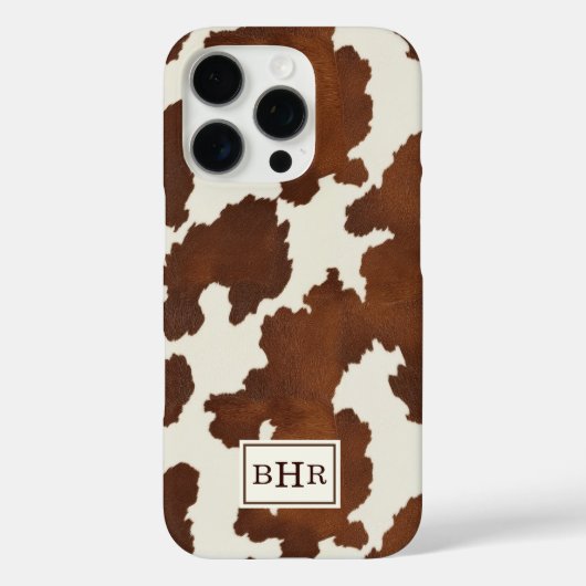 Bruine Koehuid met Monogram Case-Mate iPhone Case (Achterkant)