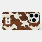 Bruine Koehuid met Monogram Case-Mate iPhone Case (Achterkant (horizontaal))