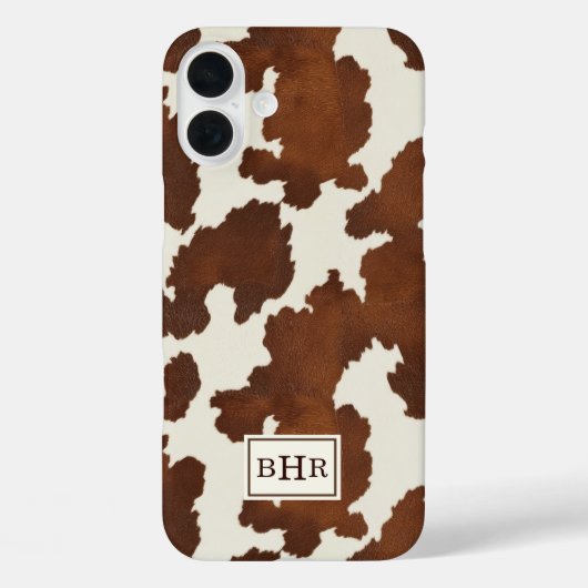 Bruine Koehuid met Monogram Case-Mate iPhone Case (Achterkant)