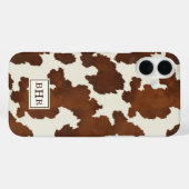 Bruine Koehuid met Monogram Case-Mate iPhone Case (Achterkant (horizontaal))