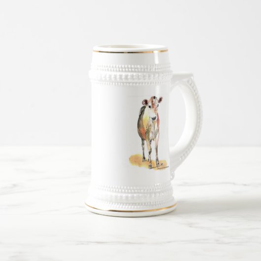 bruine koeienbier bierpul (Voorkant rechts)