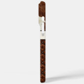 Bruine koeienhuid en leder met monogram Case-Mate iPhone case (Achterkant / Links)