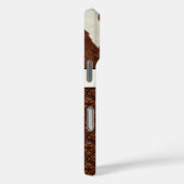 Bruine koeienhuid en leder met monogram Case-Mate iPhone case (Achterkant / Rechts)