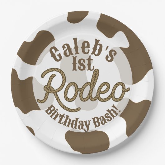 Bruine Koeienprint Country Western Rodeo Feest Papieren Bordje (Voorkant)
