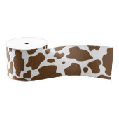 Bruine Koeienvlekken Nep Koeienhuid Patroon Grosgrain Lint (Spoel)