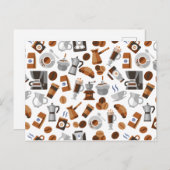 Bruine koffie en croissant Pattern Briefkaart (Voorkant / Achterkant)