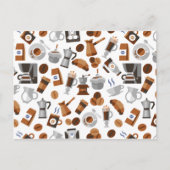 Bruine koffie en croissant Pattern Briefkaart (Voorkant)