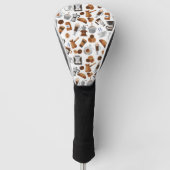 Bruine koffie en croissant Pattern Golfheadcover (Voorkant)