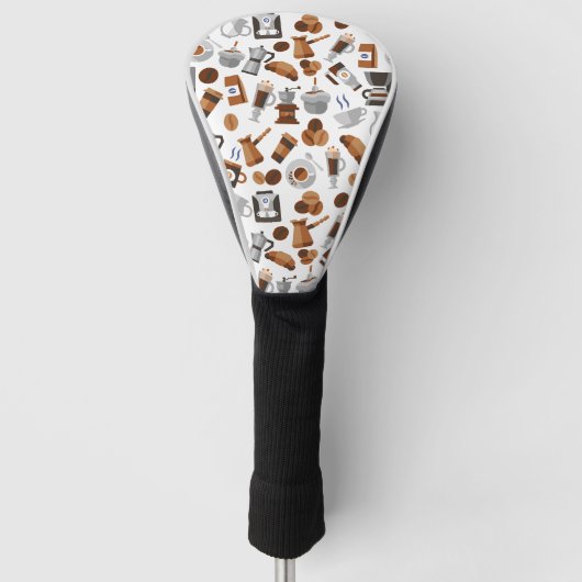 Bruine koffie en croissant Pattern Golfheadcover (Voorkant)