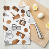 Bruine koffie en croissant Pattern Theedoek (Quarter Fold)