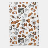 Bruine koffie en croissant Pattern Theedoek (Verticaal)