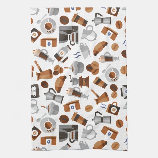 Bruine koffie en croissant Pattern Theedoek (Verticaal)