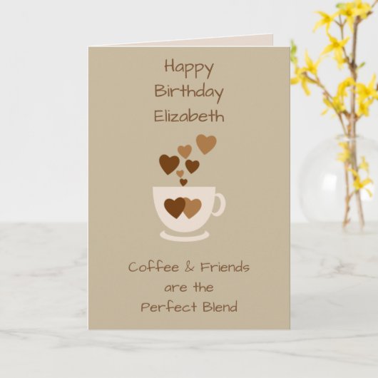 Bruine koffie en vrijdag kaart (Gele Bloem)