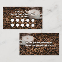 Bruine koffie loyaliteitskaart bonen achtergrond