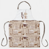 Bruine koffie mokka latte liefde patroon schort (Voorkant)