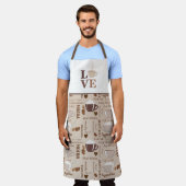 Bruine koffie mokka latte liefde patroon schort (Gedragen)