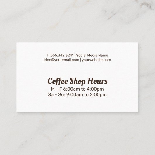 Bruine koffiebeker en bonen Logo Visitekaartje (Achterkant)