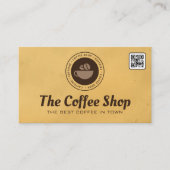 Bruine koffiebeker en bonen Logo Visitekaartje (Voorkant)