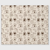 Bruine koffiebonen, geïllustreerd als elementen cadeaupapier (Vlak)