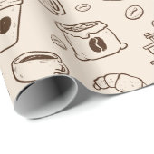 Bruine koffiebonen, geïllustreerd als elementen cadeaupapier (Rol Hoek)