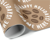 Bruine koffiebonen Kerst inpakpapier ontwerp (Rol Hoek)