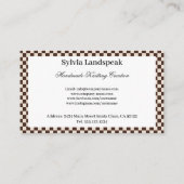 Bruine koffiekleuren beige cheques patroon & nitti visitekaartje (Achterkant)