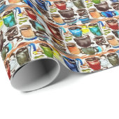 Bruine koffiekopjes Abstract Waterverf Patroon Cadeaupapier (Rol Hoek)