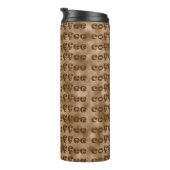 Bruine koffievormig tekstpatroon thermosbeker (Geroteerd rechts)