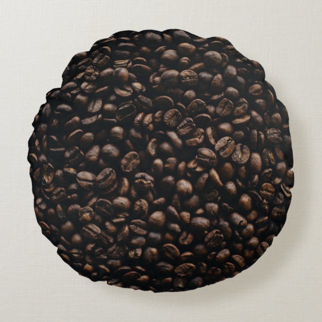Bruine koffiezaden rond kussen (Voorkant)