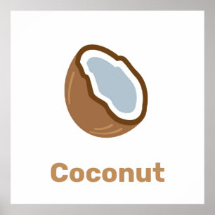 Bruine kokosnoot met woorden poster