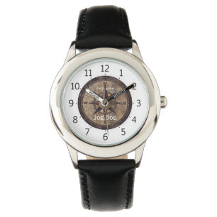bruine kompas horloge