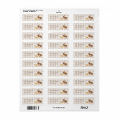 Bruine Konijn En Wortels Beige Gingham Pasen Etiket (Full Sheet)