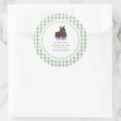 Bruine Konijn Madeliefje En Gingham Ronde Sticker (Tas)