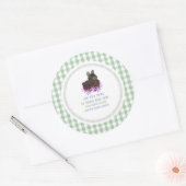 Bruine Konijn Margriet en Gingham Ronde Sticker (Envelop)