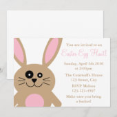 Bruine konijn Paasjacht Uitnodigingen tot bijtaart (Voorkant / Achterkant)