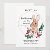 Bruine Konijn Sociale Afstand Pasen Feestje Kaart (Voorkant / Achterkant)