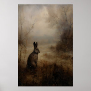 Bruine Konijn Wilde Haas, Donker Cottagecore, Vint Poster