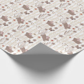 Bruine Konijnen op Tan en Wit Gestreept Cadeaupapier (Hoek)