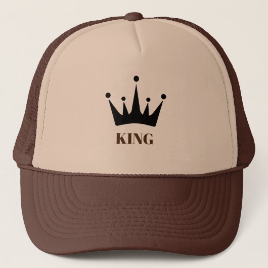 Bruine Koning tekst en Kroon Afbeelding Trucker Pet (Voorkant)