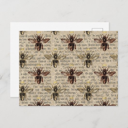 Bruine koningin Bee Briefkaart (Voorkant / Achterkant)