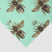 Bruine koningin bijen op mint-groene ontkoppeling tissuepapier (Detail)