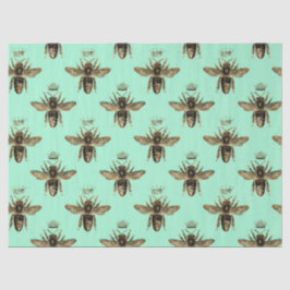 Bruine koningin bijen op mint-groene ontkoppeling tissuepapier