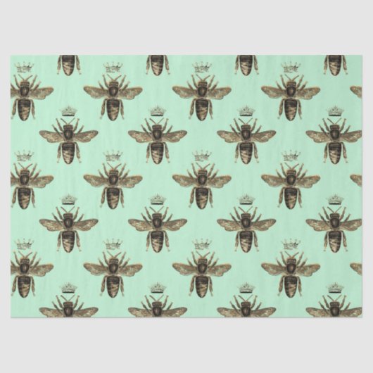 Bruine koningin bijen op mint-groene ontkoppeling tissuepapier (Voorkant)