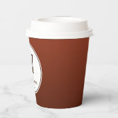 Bruine kopjes voor kantoorkoffie papieren bekers (Achterkant)