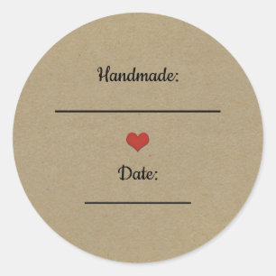 Bruine Kraft Ambachtelijke Inmaakpot met Rode Hart Ronde Sticker