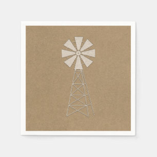 Bruine Kraft Boerderij Windmolen Moderne Trouw Servet
