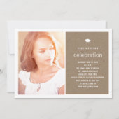 Bruine Kraft Eenvoudige Afstudeerfoto Afstudeerfee Kaart (Achterkant)